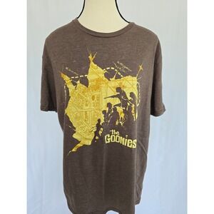 The Goonies Movie T-Shirt Brown Crew Neck Short Sleeve Graphic Mens Large